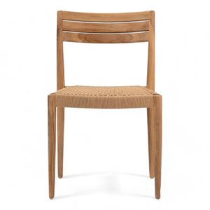 Silla de Comedor de Diseño Minimalista con Acabado de Madera Natural Sólida y Asiento Tejido para Decoración de Muebles de Jardín - Product Image 3