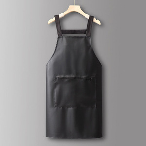 Pink Bib <b>Apron</b> With Pockets Machine Washable For Cooking Daily Use Simple Style Woven Textile Synthetic <b>Leather</b> Customizable - Product Image 6