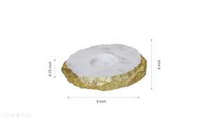 Support de bougie en agate naturelle avec bord doré, support de bougie en pierre de cristal artisanal pour la maison, la salle à manger, le salon - Product Image 3
