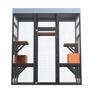 Grande Recinto per Gatti da Interno/Esterno con 5 Piattaforme, 2 Casette per Riposo, Telaio in Alluminio Sicuro, Facile Montaggio - Product Image 6