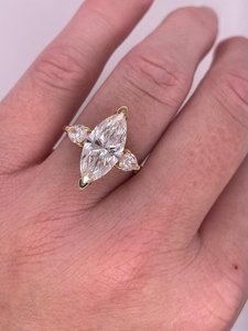 Lab Grown 2.01 CT Marquise Cut Diamond Three Stone <b>Ring</b> in 14k Solid Gold Solitaire Fine Gift For Women's Wedding Promise Charm - Product Image 3