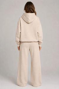 Conjunto Deportivo Gris con Capucha para Mujer, Manga Larga, Color Sólido, Pantalones con Cordón, Ropa Casual de Invierno, Transpirable, Algodón de Peso Medio, Estampado - Product Image 6