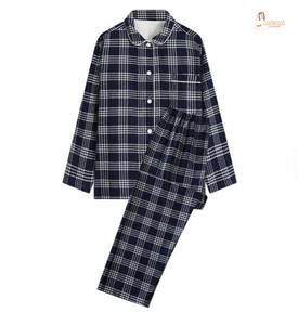 Ensemble de pyjama en tricot à manches longues pour homme, décontracté, deux pièces, séchage rapide, mélange polyester/coton, fermeture à cordon - Product Image 2
