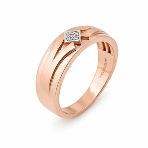<b>Mens</b> 18KT Rose Gold Minimalist Square Cubic Zirconia <b>Ring</b> Polished Slim Band Elegant Wedding Party Daily Wear Gift Jewelry - Product Image 2