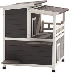 Casetta per Gatti a 2 Piani in Legno, Isolata con Schiuma, Impermeabile, Cuccia per Gatti Randagi, Balcone per Gatti, Arredamento per Animali Domestici - Product Image 6