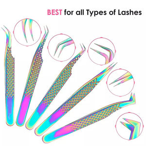 Pinzas para Extensión de Pestañas, Profesionales, de Acero Inoxidable, con Puntas Anguladas Curvas a 45 Grados - Product Image 4