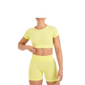 Conjunto de Yoga Personalizado al por Mayor, Tallas Grandes, con Contraste de Color, a Prueba de Impactos, Sujetador Deportivo con Espalda Cruzada y Pantalones Cortos de Cintura Alta para Correr y Entrenar - Product Image 6