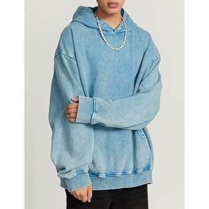 เสื้อฮู้ดดี้ผ้าฝ้ายสีฟ้าอ่อนทรงโอเวอร์ไซส์ ยูนิเซ็กส์ ทรงปกติ มีกระเป๋า ดีไซน์ผ้าเฟรนช์เทอร์รี่ สไตล์สตรีทแวร์สำหรับฤดูใบไม้ร่วง - Product Image 1