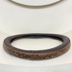 Cubierta de volante de cuatro ruedas de cuero de vaca genuino Floral a mano antideslizante ajuste Universal coche SUV camión accesorio Interior - Product Image 6
