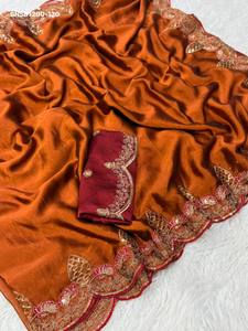 Premium Quality Rangoli Silk with Embroidered Zari with Sequin Border work <b>Saree</b>-<b>Blouse</b> Collection Manufacturer from Surat - Product Image 5