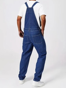 Overoles de Mezclilla para Hombre, Cintura Alta, Corte Holgado, Color Sólido, Ropa de Trabajo Informal, Pierna Recta, Algodón, Estilo Primavera - Product Image 5
