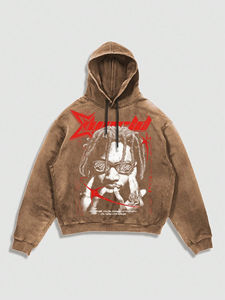 Sudadera con capucha para hombre, estilo acid wash, con estampado DTG, oversized, informal, para gimnasio, de tejido grueso, para invierno, precio económico, personalizada. - Product Image 5