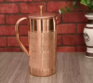 <b>Copper</b> water pot set for refined family dining water serving metal set with glasses durable reusable kitchen serving - Product Image 4