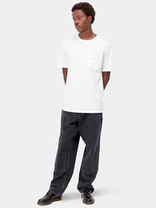 T-shirt en coton blanc pour homme, manches courtes, col rond, coupe classique, couleur unie, chemises décontractées en jersey avec poche sur le devant - Product Image 5