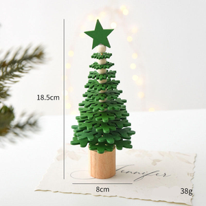 Nouveau mini sapin de Noël en bois avec étoile, petit ornement de Noël pour bureau, cadeau de Noël - Product Image 4