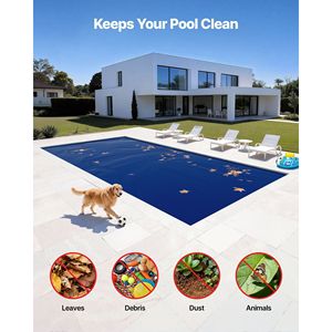 Bâche solaire pour piscine 32 x 16 pieds, 16 mil, double couche d'air à isolation thermique, couverture à bulles pour usage diurne, enrouleurs inclus - Product Image 6