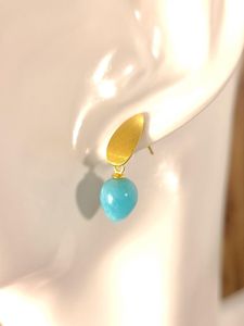 Boucles d'oreilles en amazonite naturelle, argent sterling 925, plaqué or 14 carats, pierre précieuse bleue - Product Image 4