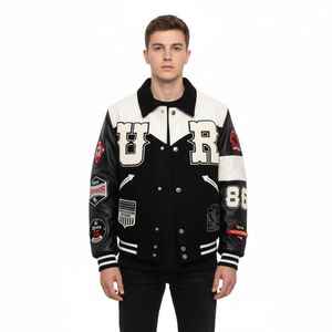 Veste universitaire de luxe en laine et cuir, style Letterman, avec patchs en chenille brodés, collection Baseball Fashion Factory - Product Image 6