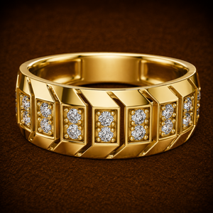Anillo Clásico de Diamantes Cultivados en Laboratorio con Corte Redondo, Oro Amarillo de 18K/14K, DEF VVS, Anillos de Banda para Hombre con Diamantes en Racimo, Joyería Fina al por Mayor OEM - Product Image 1