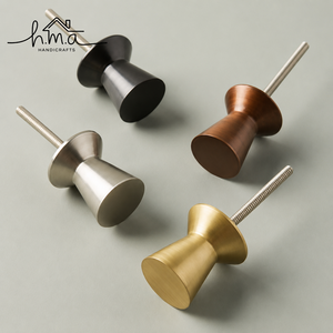 Modern Tapered Brass Cabinet <b>Knob</b> Brushed Gold Mushroom Shape <b>Drawer</b> Pull Minimalist Furniture Hardware - Product Image 1