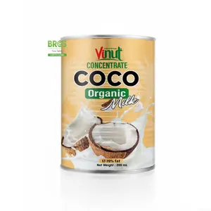 200ml Can Tin VINUT Organic Coconut Milk for Cooking with 17-19% Fat Vietnam Manufacturer and Farm Organic Coconut Milk