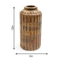 Vase à fleurs en bois de manguier artisanal de 12 pouces, style Art déco, écologique, finition naturelle, décoration de table, décoration de la maison, mariage