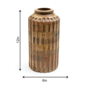 Vase à fleurs en bois de manguier fait main Smart Art Wood Carving, 12 pouces, petit modèle Fred, finition naturelle, idéal pour la décoration intérieure, pots à fleurs en bois. - Product Image 6