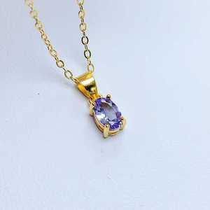 Pendentif en argent sterling 925 de style simple avec finition électroplaquée, incrustation de citrine et collier en tanzanite - Product Image 3