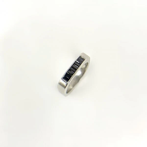 Minimalist Matte Finish Infinity Baguette <b>Set</b> <b>Ring</b> in Sterling <b>Silver</b> Contemporary Elegant Band Design - Product Image 6