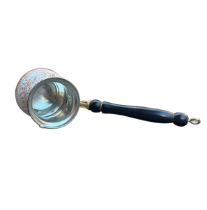 Cafetière turque, grecque, arabe en laiton de couleur blanche, cafetière à poser sur le poêle, Cezve Ibrik Briki avec poignée en bois - Product Image 2