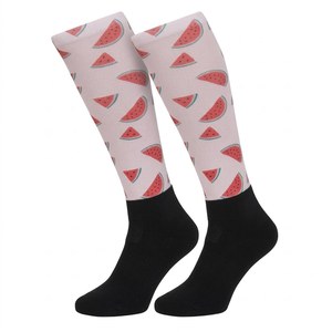 NOUVELLES Chaussettes d'équitation pour femmes, hauteur genou, motif cheval noir et rose, textile - Product Image 4