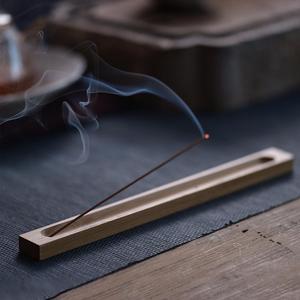 Soporte de incienso de madera rectangular hecho a mano canal tallado bandeja de quemador de incienso de madera natural incienso decorativo minimalista - Product Image 1