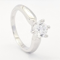 Bagues de fiançailles et de mariage classiques en argent sterling plaqué rhodium 4 couches avec zircone solitaire, qualité or, 5 mm, style européen pour femme
