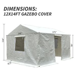Couverture de gazebo à toit rigide blanc 12 'x 14' pour l'extérieur, universel, étanche, pergola fermée, parois latérales d'hiver, fenêtres en maille pour tous - Product Image 5