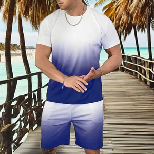 Ropa informal de verano para hombre, traje liso de 2 piezas, camiseta de verano y conjunto corto para hombre, venta a precio muy bajo - Product Image 3