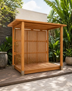 Moderna Cabaña de Madera de Teca Sólida para Exteriores con Cama de Día y Cojines, Acabado Bien Lijado para Muebles de Patio, Modelo KAR04 - Product Image 2