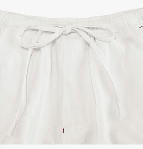 <b>Men</b> <b>White</b> Cotton Casual Straight Leg Pants Elastic Waist Drawstring Closure Lightweight Summer <b>Trousers</b> - Product Image 6