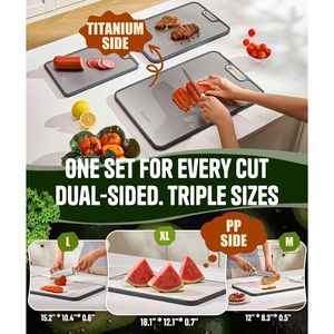 Set di 3 Taglieri in Titanio a Doppia Faccia Non Tossici per Alimenti, Blocchi da Cucina di Grado Alimentare - Product Image 2