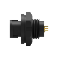 Connecteur industriel étanche IP67, type à souder, boîtier en nylon, contact en laiton 5 broches, verrouillage arrière mâle, 2A 250V, 10M Ohm max.