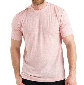 T-shirt en laine mérinos 100% douce, mélange de laine, coupe ajustée, couleur rose, sur mesure pour homme, couche de base, doux, respirant et absorbant l'humidité - Product Image 1