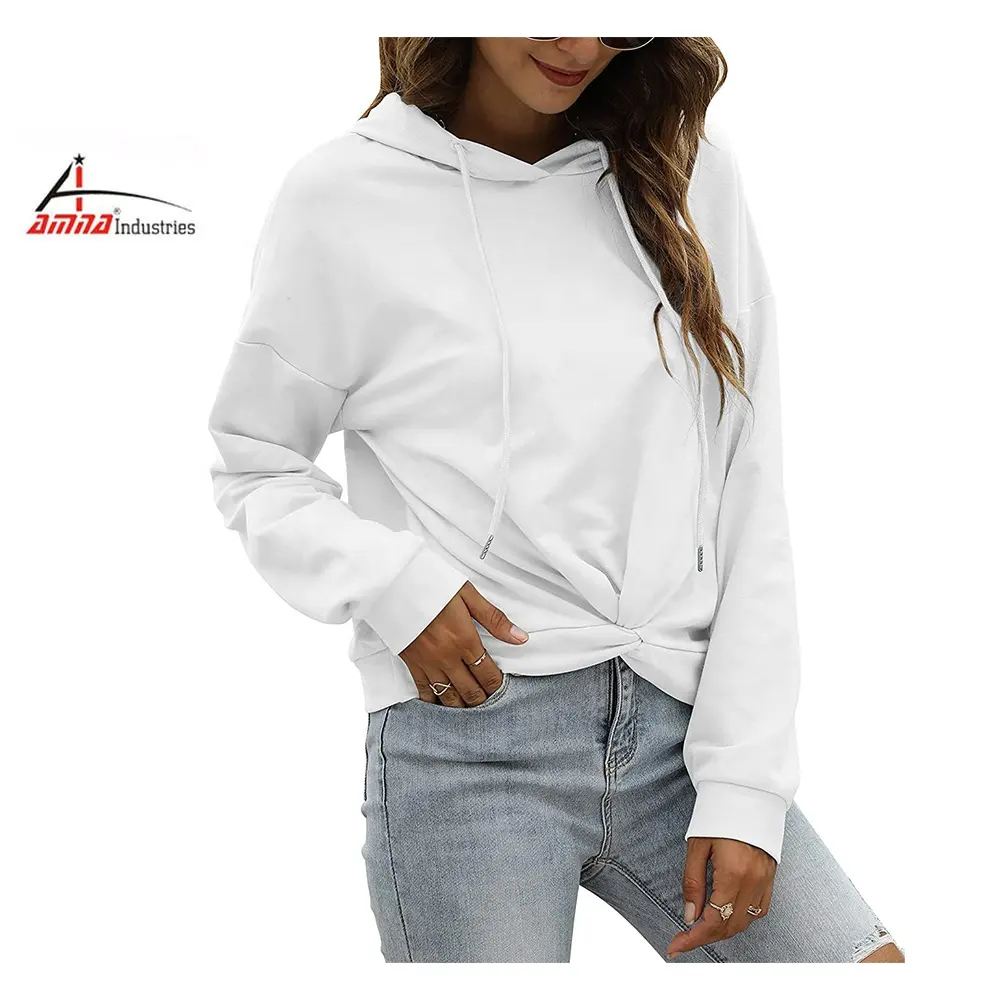 Women's Ladies Sweatshirt Plain Zip Up Hooded Long Sleeve Crop Hoody Top 100% High Quality Fabric And Stitching Made In Pakistan