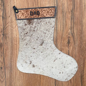 2024 nouveau 13 "petits bas de vacances de noël vente chaude Western peau de vache Floral usiné cuir papa arbre de noël bas - Product Image 5
