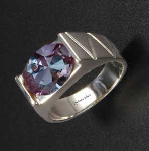 <b>Men</b> Alexandrite <b>Ring</b>, Birthstone <b>Ring</b>, Sterling <b>Silver</b>, Color Changing, Solitaire <b>Ring</b>, Lab Alexandrite <b>Ring</b>, <b>Men</b> <b>Ring</b> for Gift - Product Image 3