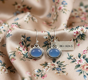 Natural Blue Chalcedony Drop <b>Earrings</b> 925 Sterling Silver Rose Gold Yellow Gold Plated Handmade Gemstone Jewelry for Women Mom - Product Image 1