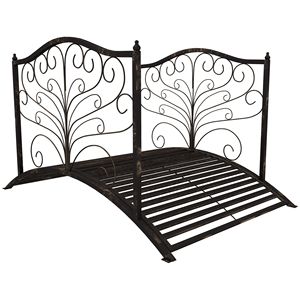 Arco da Giardino in Metallo da 4FT con Decorazioni Intagliate e Ringhiere di Sicurezza, Facile Montaggio, Nero Bronzo - Product Image 1