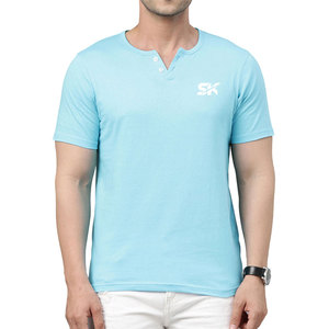Nouveaux T-shirts Henley unis personnalisés style streetwear respirants – Vente chaude - Product Image 1