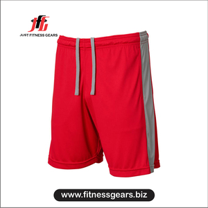 กางเกงขาสั้นผู้ชาย JUST FITNESS GEARS สีแดง ผ้าถักโพลีเอสเตอร์ เอวยางยืด แห้งเร็ว สปอร์ต แคชชวล ชุดออกกำลังกาย - Product Image 1