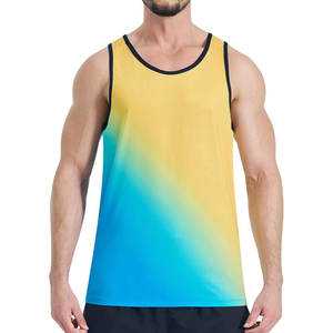 Custom Logo <b>Men's</b> Performance Tank Tops Fade Print Breathable Athletic Wear <b>Singlet</b> Wholesale Sports Clothing Factory Tank Tops - Product Image 6