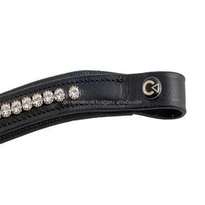 Banda para la frente de caballo de cuero de la mejor calidad, forma de onda, suave, acolchado, elegante, piedras de cristal grandes, banda para la frente ostentosa para caballos - Product Image 6