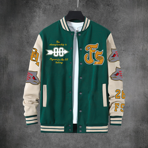 Vestes de baseball style hip-hop urbain pour hommes et femmes, vente en gros d'usine, sweat-shirts surdimensionnés personnalisés brodés - Product Image 1